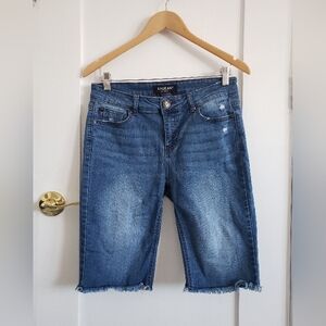 Enjean Blue Denim Cutoff Shorts For Women Distressed Size L